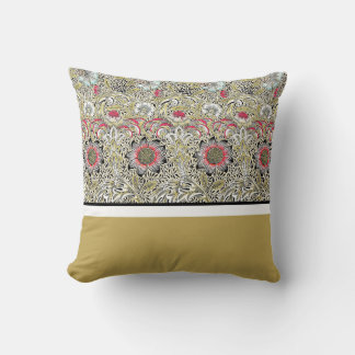 William Morris Blumen Rot Gelb Schwarz Kissen