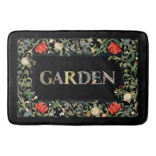 William Morris Blumengarten Motto und Rahmen Badematte