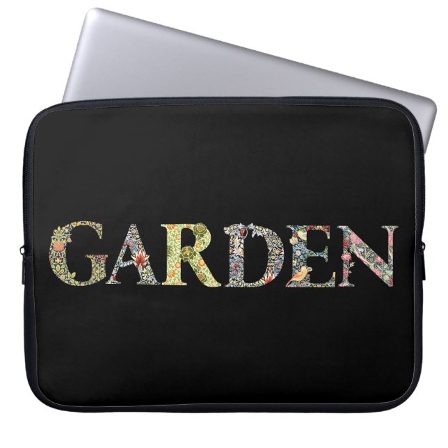 William Morris Blumengarten Motto und Rahmen Laptopschutzhülle (Vorderseite)