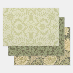 William Morris Borage vintage weiches grünes Damas Geschenkpapier Set
