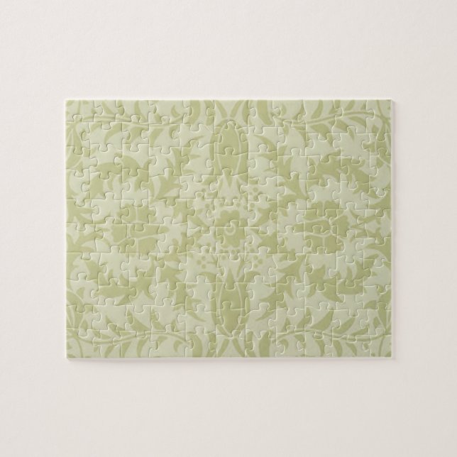 William Morris Borage vintage weiches grünes Damas Puzzle (Horizontal)