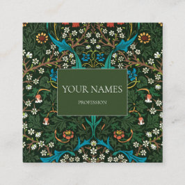 WILLIAM MORRIS BOTANICAL PATTERING BUSINESS CARD QUADRATISCHE VISITENKARTE