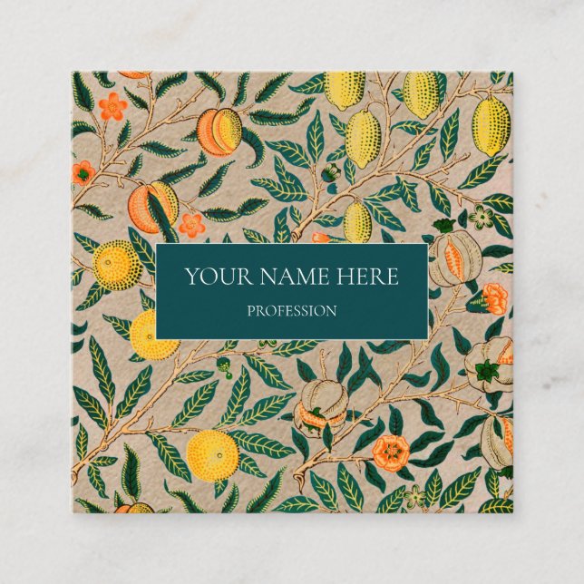 WILLIAM MORRIS BOTANICAL PATTERING BUSINESS CARD QUADRATISCHE VISITENKARTE (Vorderseite)