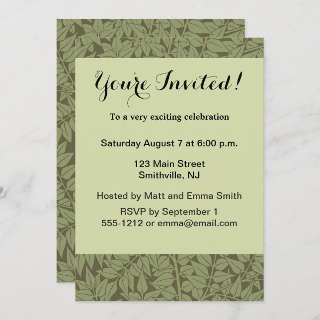 William Morris Branch Blätter Wallpaper Einladung (Vorne/Hinten)