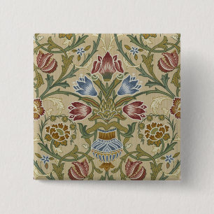 William Morris Brocade Floral Wallpaper Pattern Button