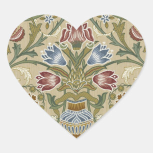 William Morris Brokat Blumen Tapetenmuster Herz-Aufkleber