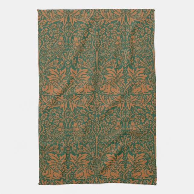 William Morris Brother Rabbit Bernstein Schwarzes  Geschirrtuch (Vertikal)