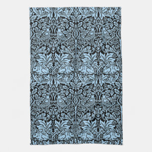 William Morris Brother Rabbit Hellblau Schwarz Geschirrtuch