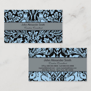 William Morris Brother Rabbit Hellblau Schwarz Visitenkarte