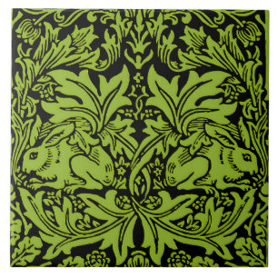 William Morris Brother Rabbit Hellgrün Schwarz Fliese