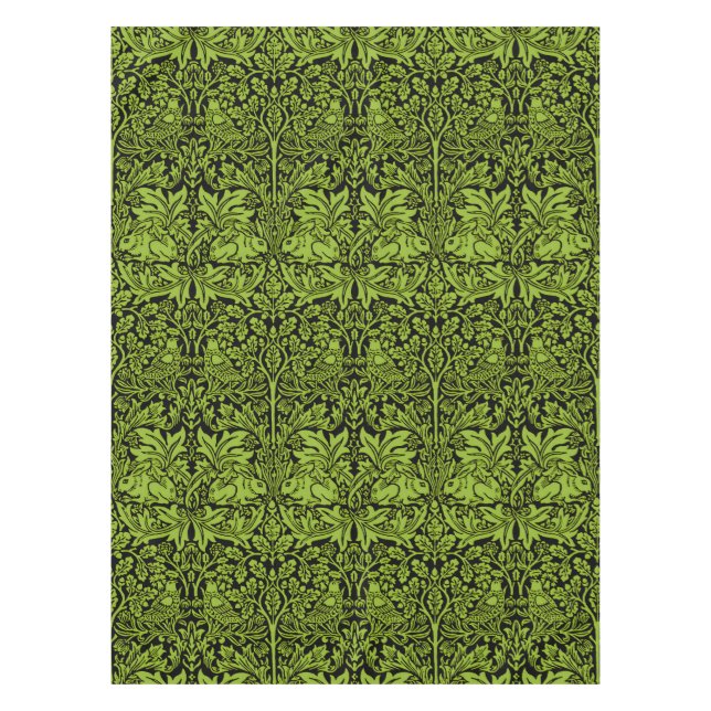 William Morris Brother Rabbit Hellgrün Schwarz Tischdecke (Vorderseite)