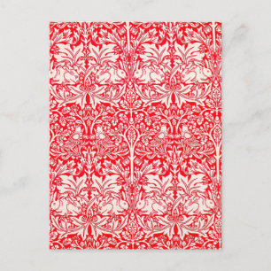William Morris Brother Rabbit Muster in Rot Postkarte