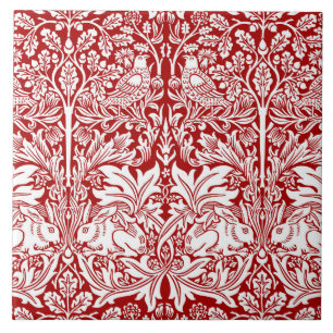 William Morris Brother Rabbit Red & White Fliese