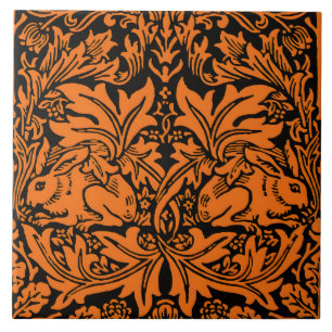 William Morris Brother Rabbit Rust Schwarz Muster Fliese