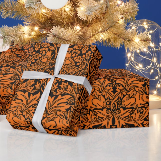 William Morris Brother Rabbit Rust Schwarz Muster Geschenkpapier (Feiertage)