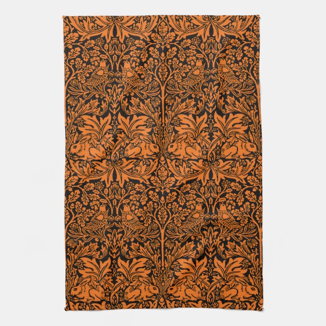 William Morris Brother Rabbit Rust Schwarz Muster Geschirrtuch (Vertikal)