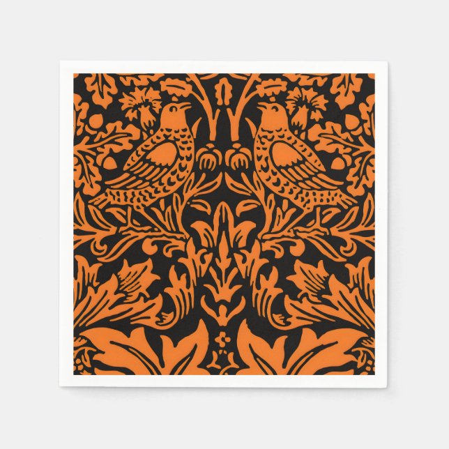 William Morris Brother Rabbit Rust Schwarz Muster Serviette (Vorderseite)
