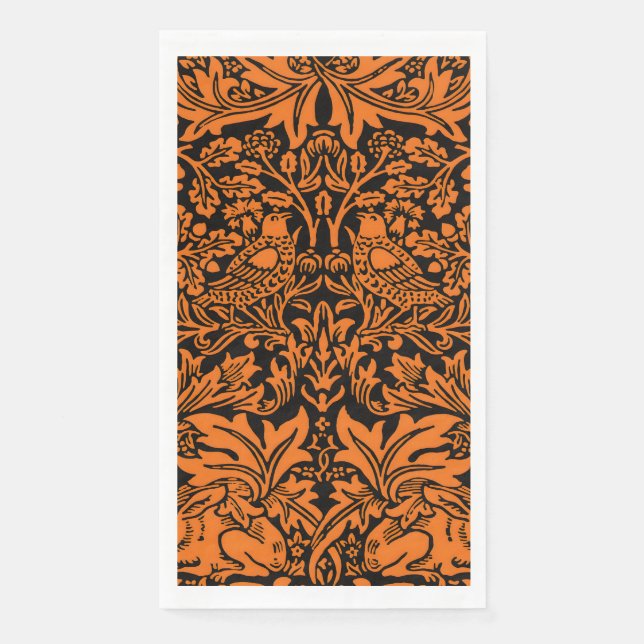 William Morris Brother Rabbit Rust Schwarz Muster Serviette (Vorderseite)