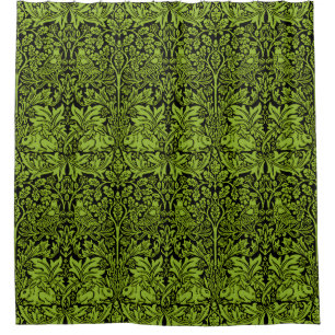William Morris Brother Rabbit Sage Grün Schwarz Duschvorhang