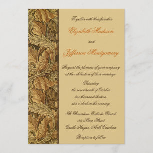 William Morris Brown Blätter Wedding Invitation Einladung