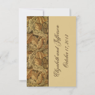 William Morris Brown Blätter Wedding RSVP Cards Karte