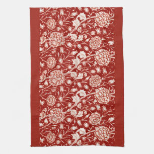 William Morris Carnation Print, Deep Red und White Geschirrtuch