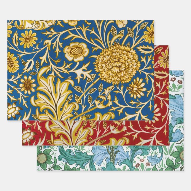 William Morris Cherwell Blumendesign Blau Geschenkpapier Set (Set)
