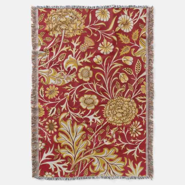 William Morris Cherwell Floral Pattern Red Decke (Vorderseite Vertikal)