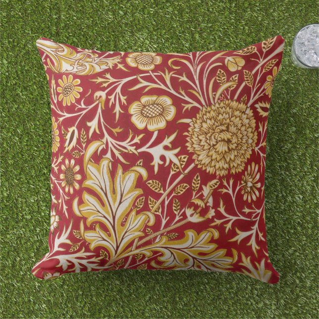William Morris Cherwell Floral Pattern Red Kissen (Gras)