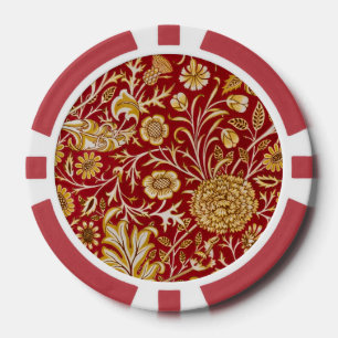 William Morris Cherwell Floral Pattern Red Pokerchips