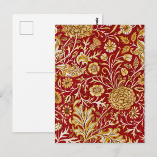 William Morris Cherwell Floral Pattern Red Postkarte