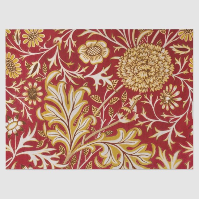 William Morris Cherwell Floral Pattern Red Seidenpapier (Vorderseite)