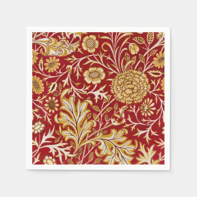William Morris Cherwell Floral Pattern Red Serviette (Vorderseite)