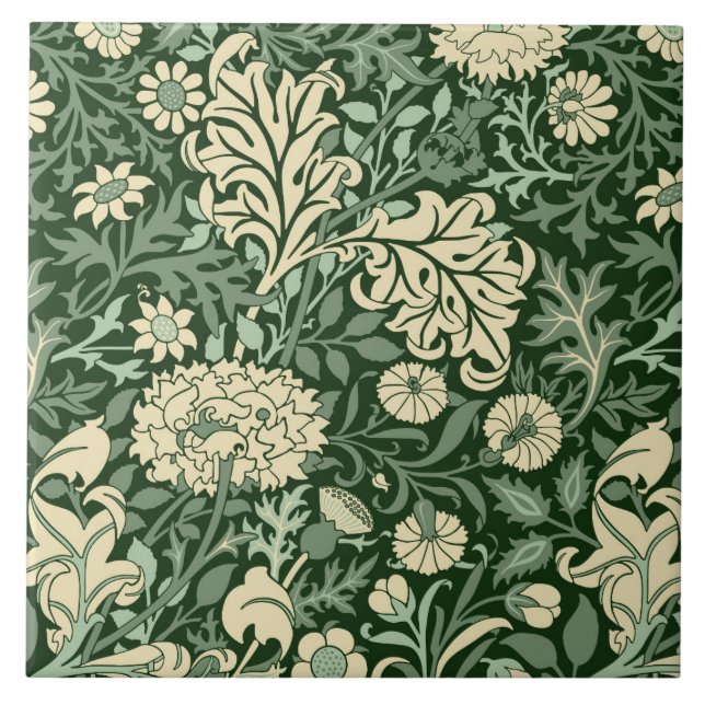 William Morris 'Cherwell' in Forest Green Fliese (Vorderseite)
