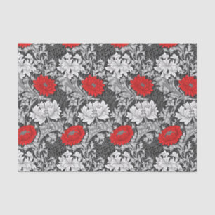 William Morris Chrysanthemen, grau und rot Seidenpapier