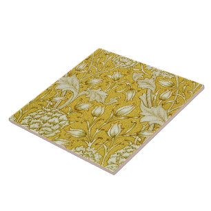 William Morris Chrysanthemum Blumenmuster Laubwerk Fliese