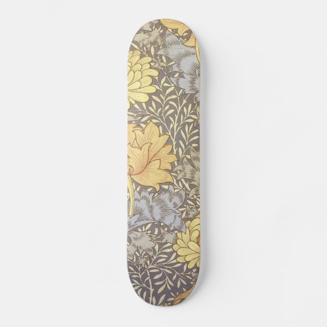 William Morris Chrysanthemum Hübsche Blume Skateboard (Vorderseite)