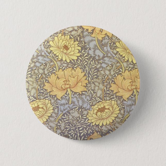 William Morris Chrysanthemum Mum Blume Button (Vorderseite)