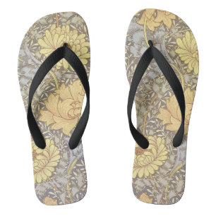 William Morris Chrysanthemum Mum Blume Flip Flops