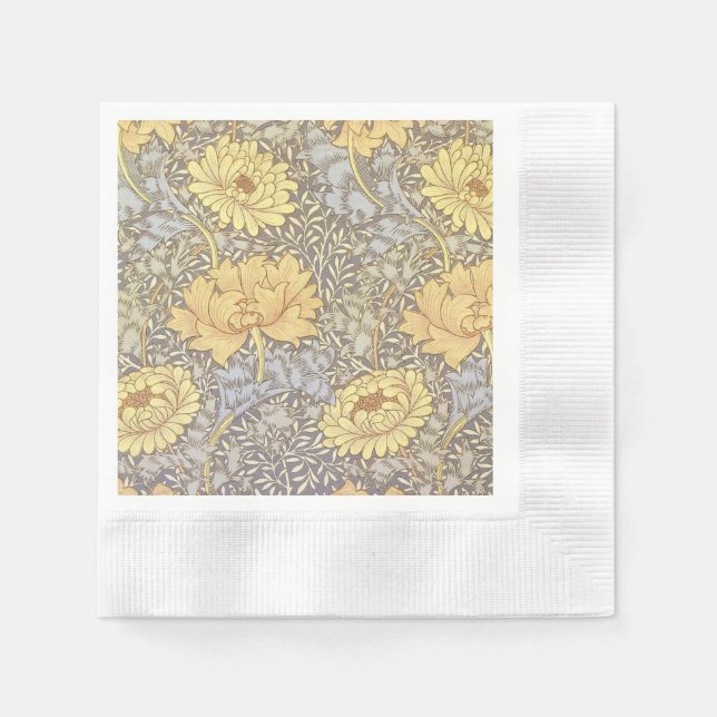 William Morris Chrysanthemum Mum Blume Serviette (Vorderseite)