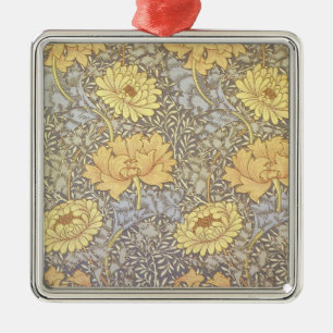 William Morris Chrysanthemum Mum Blume Silbernes Ornament