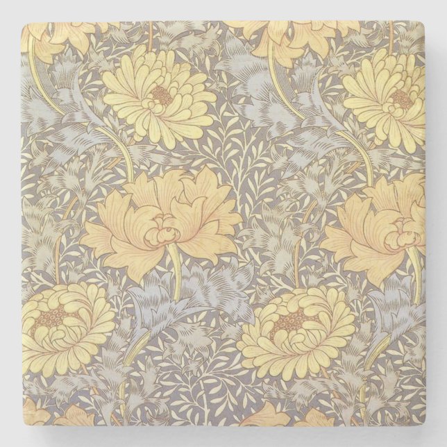 William Morris Chrysanthemum Mum Blume Steinuntersetzer (Vorderseite)