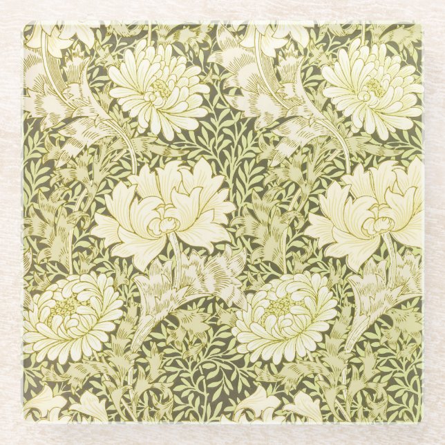 William Morris Chrysanthemum Muster Glasuntersetzer (Vorderseite)