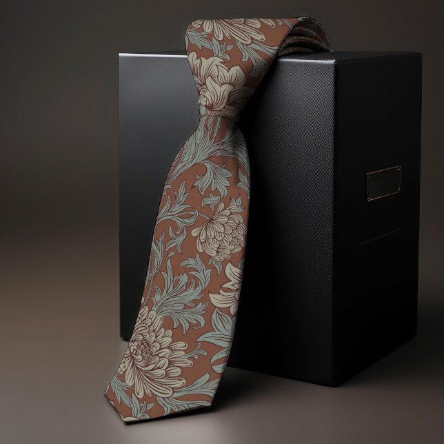 William Morris Chrysanthemum Pattern Aquamarin Bro Krawatte (Von Creator hochgeladen)