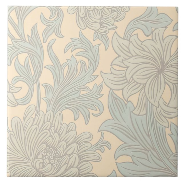 William Morris Chrysanthemum Pattern Keramik Tile Fliese (Vorderseite)