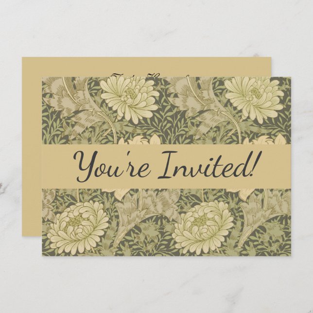 William Morris Chrysanthemum Sage Blume Einladung (Vorne/Hinten)