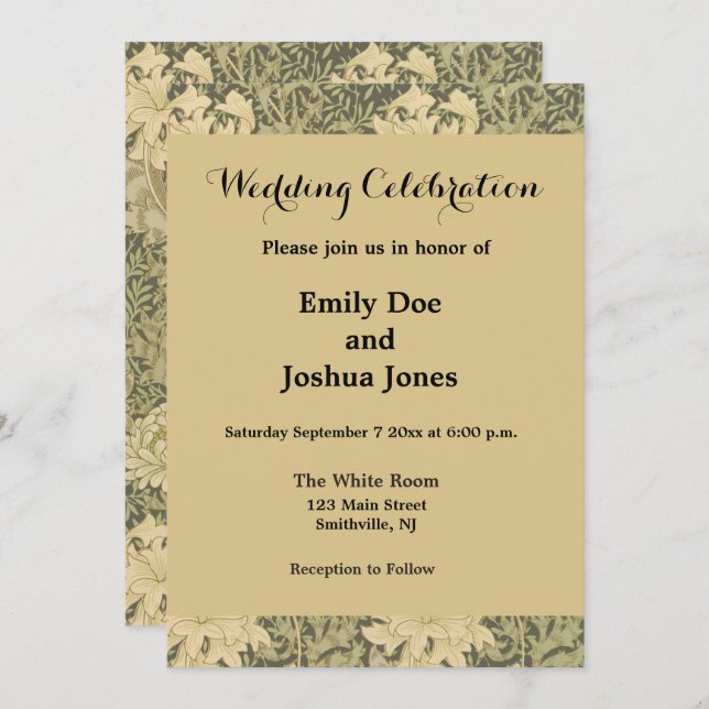 William Morris Chrysanthemum Sage Blume Einladung (Vorne/Hinten)