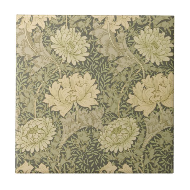 William Morris Chrysanthemum Sage Blume Fliese (Vorderseite)
