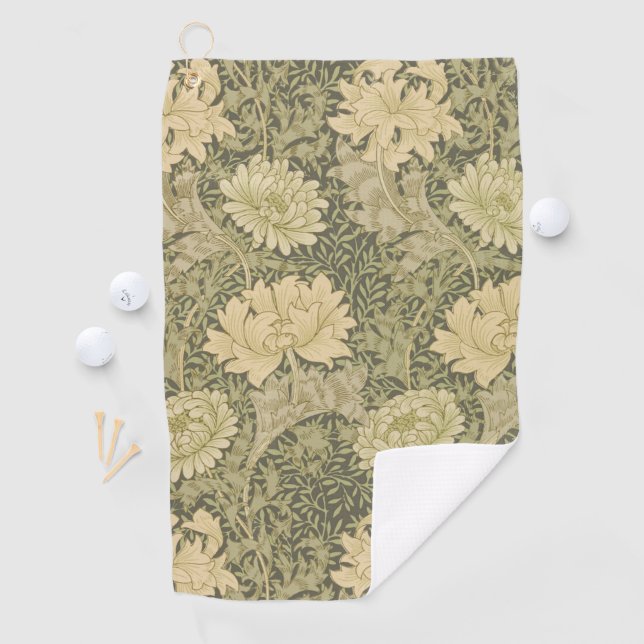 William Morris Chrysanthemum Sage Blume Golfhandtuch (Insitu)