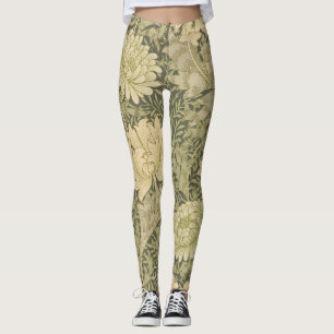 William Morris Chrysanthemum Sage Blume Leggings
